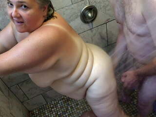 Showering with My ripened BBW MILF with Saggy Tits Belly | xHamster