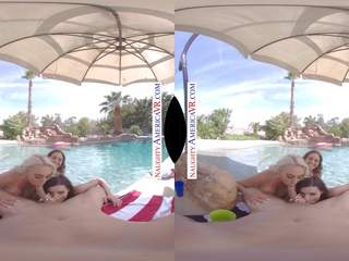Naughty America VR - Pool Party Turns into tremendous Foursome on Memorial Day